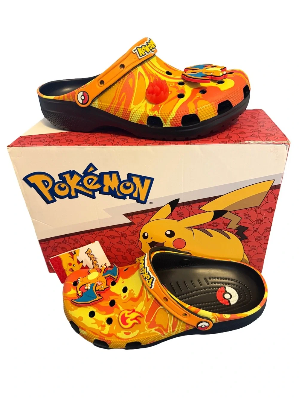 NWT & Box CROCS Pokemon Classic Clogs Charizard Org/Ylw Men Size 9, Women 11